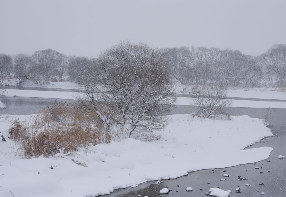 雪の宝満川