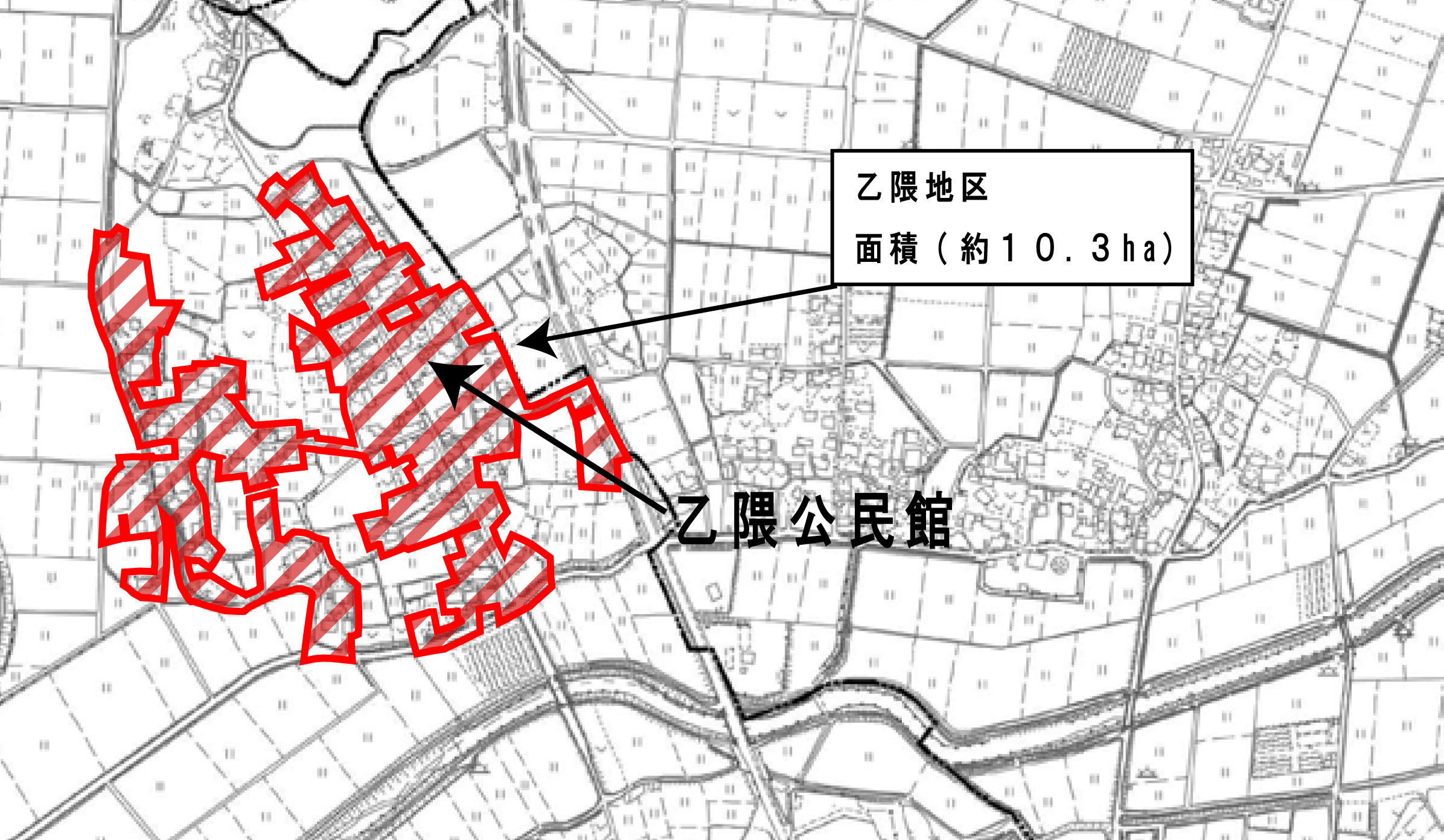 乙隈地区都市計画法第34条第12号区域指定図